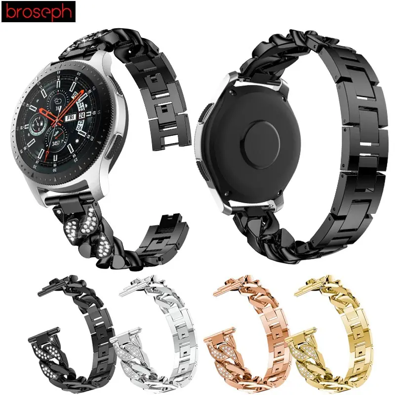 

22mm watch band for samsung galaxy watch 46mm Alloy Diamond Watch Straps for Smart Watchbands Wristband Belt Bracelet