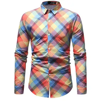 

2019 Retro Floral Printed Men Casual shirt Classic Men Dress shirt Men's Long Sleeve Brand New Fashion Spring shirt