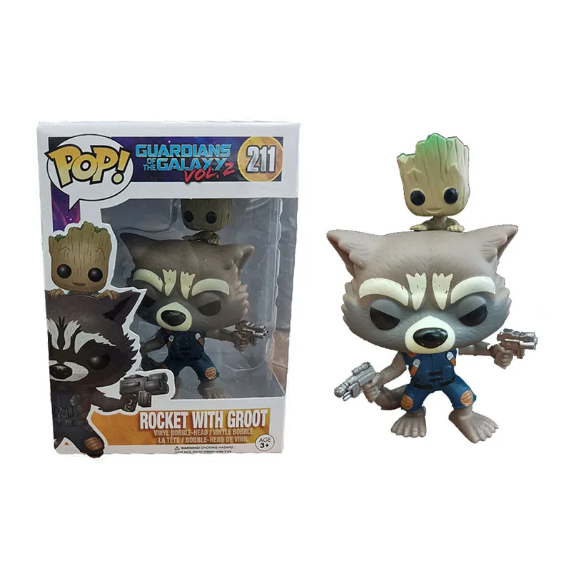 

FUNKO POP Marvel Rocket Raccoon Groot POP Funko Originais Action Figures Collection Model Kids Toys for Children 3F88