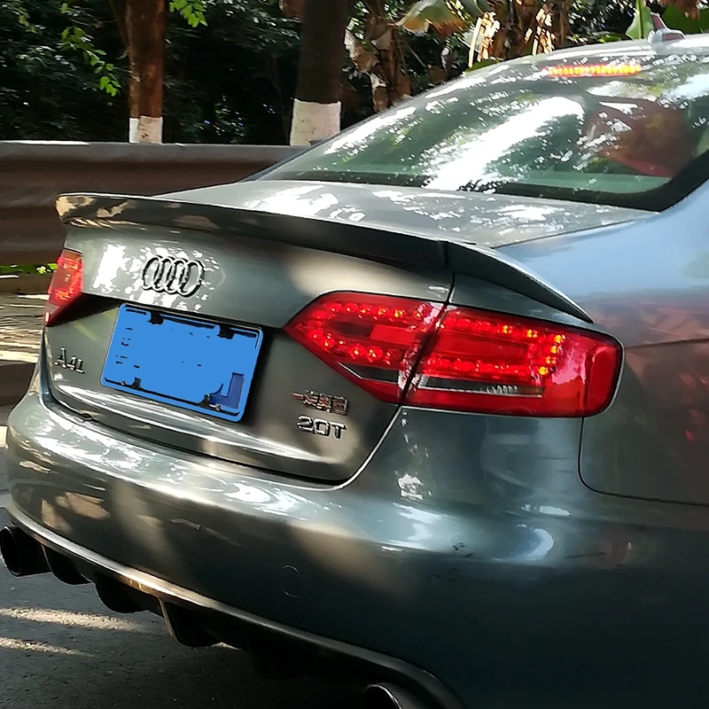 Для Audi A4 B8 2009 2010 2011 2012 задний спойлер 3 шт./компл. PU Материал грунтовка Цвет автомобильное украшение в виде хвостового крыла багажник спойлер