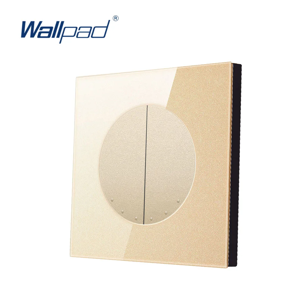 Wallpad 2 банды промежуточный настенный светильник переключатель золотой кристалл стеклянная панель для дома