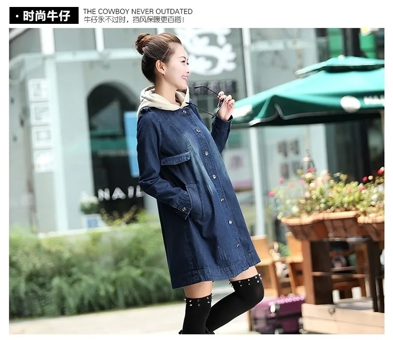 Denim Maternity Coat Jacket Pregnancy Women Clothes Winter New Maternity Dress Loose Large Hooded Detachable Denim Pregnant Coat