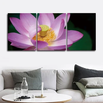 

Laeacco Lotus Flowers Scenery Corridor Aisle Canvas Painting Wall Picture for Living Room Bedroom Decoration Wall Art 3 piece