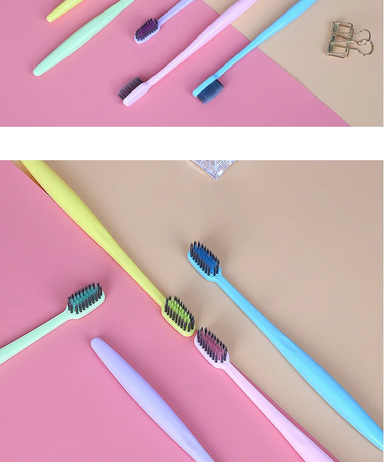 [5 Pack] Toothbrush Soft Bristle Head Japanese And South Korean Style Ultra-Fine Adult Family Pack Bamboo Charcoal Genuine Produ