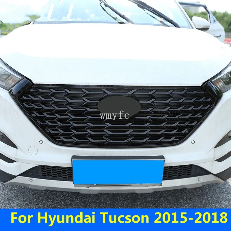 

For Hyundai Tucson 2015-2018 FUSION RACING GRILLE GRILL FRONT MASK COVER GRILLS FIT FOR FUSION MONDEO BLACK SILVER CAR STYLING