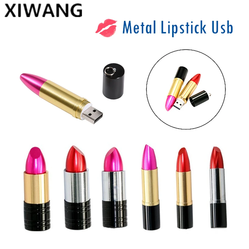 Флеш-карта памяти 64 ГБ USB 2,0 8 ГБ Usb флэш-накопитель 128 ГБ 32 ГБ флеш-накопитель 128 ГБ металлическая губная помада высокоскоростной подарок для девочки Флешка 16 Гб