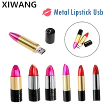 Флеш-карта памяти 64 ГБ USB 2,0 8 ГБ Usb флэш-накопитель 128 ГБ 32 ГБ флеш-накопитель 128 ГБ металлическая губная помада высокоскоростной подарок для девочки Флешка 16 Гб