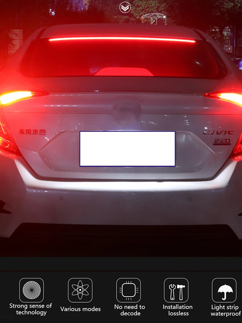 12V Car LED Strip Brake Lights 90cm Rear Warning Light Stop Lamp Flow LED Auto Interior Decorative High Position Break Light