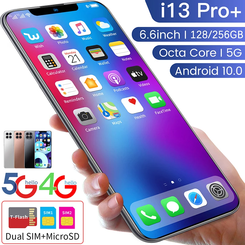 I13 Pro+ Mobile Phone 6.6 inch 8GB 256GB ROM 16