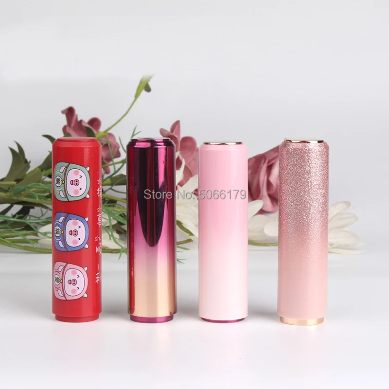 

12.1mm Round Plastic Makeup Lipstick Lip Balm Empty Tube, Pin Purple Cosmetic Concealer Lip Rouge Refillable Bottle Container