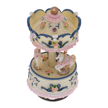 

New Laxury Windup 3-horse Carousel Music Box Artware/Gift Melody Castle in the Sky Pink/Purple/Blue/Gold Shade for Option