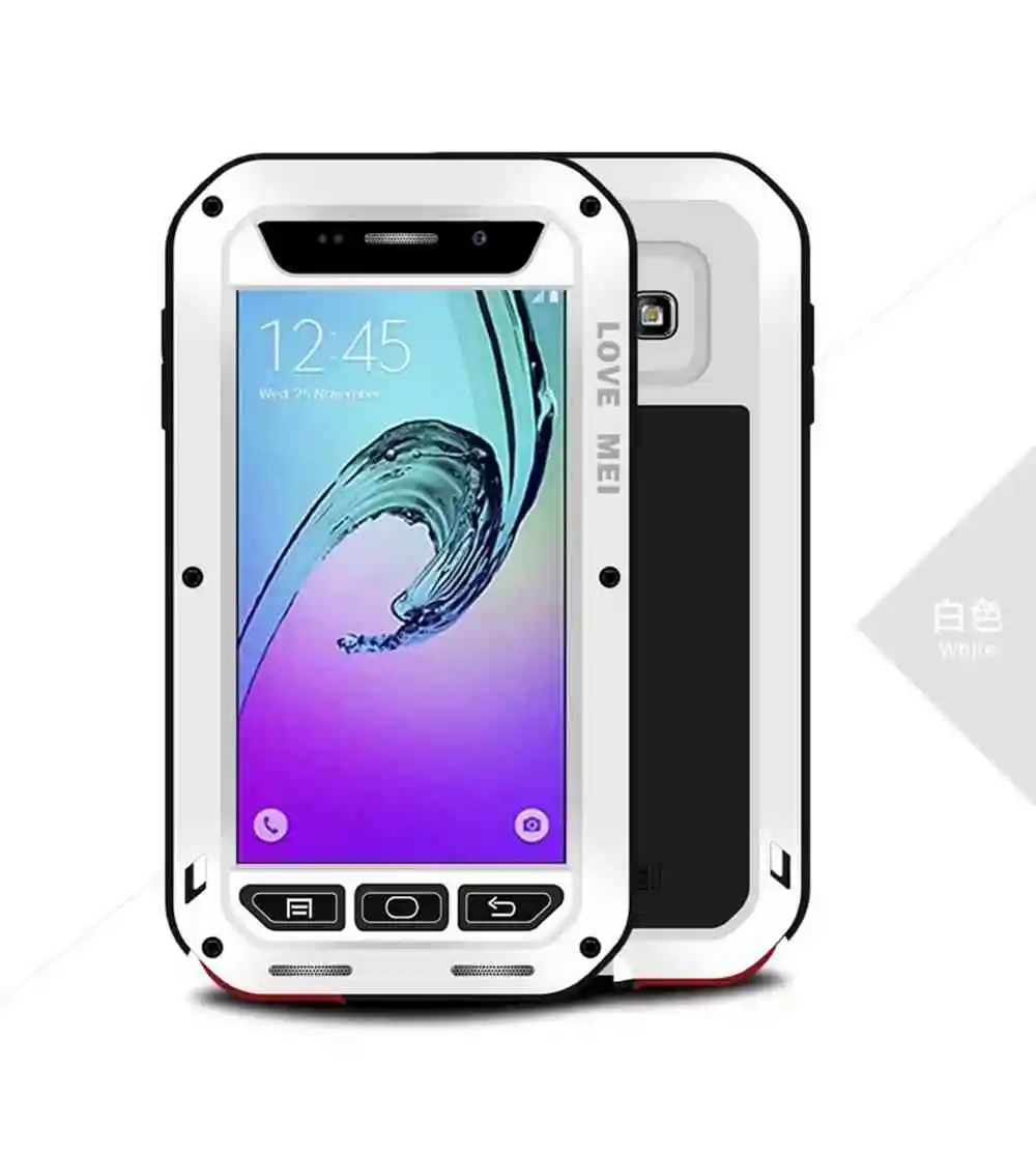 White Чехол LOVE MEI для Galaxy A3/A5 водонепроницаемый мощный металлический+ силиконовый чехол для SAMSUNG Galaxy A3 A310 A5 A500 A7 S8 - Цвет: White