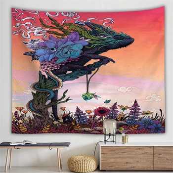 

Japanese Style Tapestry Ukiyo-E Skull Snake Whale Psychedelic Kanagawa Waves Tenture Hippie Tapestry Mandala Wall Hanging Carpet