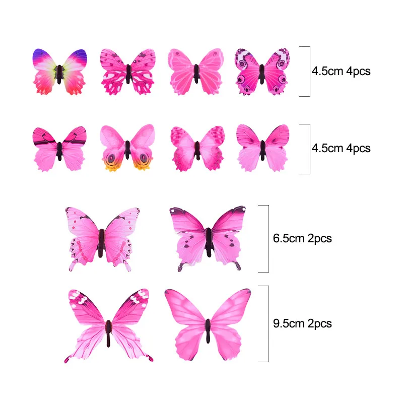 12/24 Luminous 3D Butterfly Wall Sticker Kids Bedroom Home Living Room Fridge Wall Decal Glow in Dark Wallpaper Decoration Luminous Wall Stickers 3D Wall Stickers