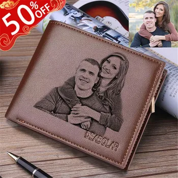 

Personalized Men Wallet Gifts PU Leather Customize Photo & Text Wallet Custom Valentine's Day Boyfriend Gift Carteira Masculina