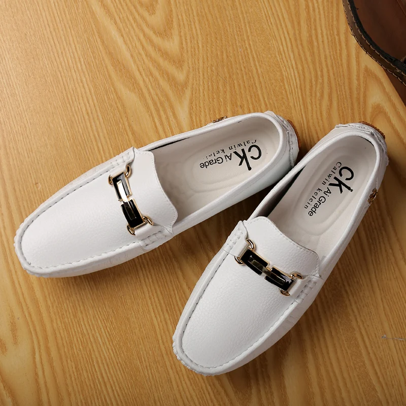 Penny Loafers Men Leather Shoes Men Moccasins Boat Shoes Slip On Mens Driving Shoes Loafer Soft Mocasines Hombre Black White