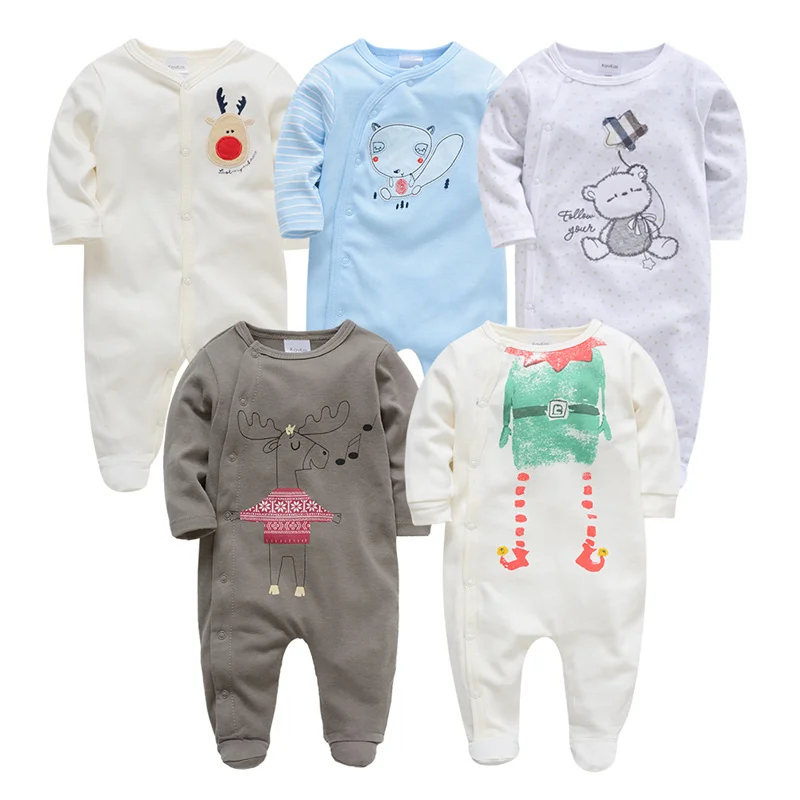 Honeyzone/5 шт.; Детский комбинезон с длинными рукавами для новорожденных; Bebe; комбинезон для мальчиков; хлопок; одежда с животными для маленьких девочек; одежда на осень и весну