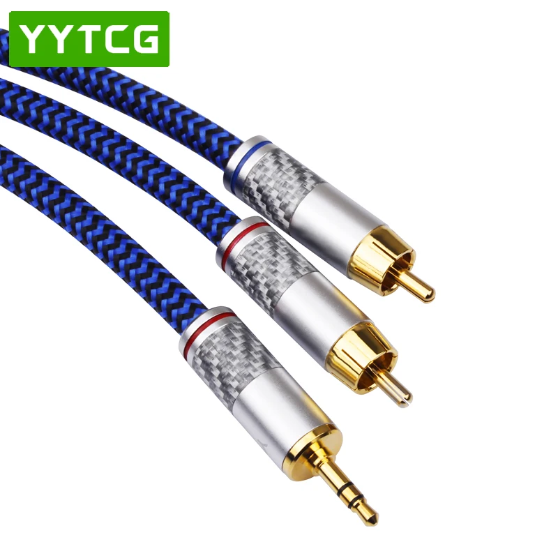 YYTCG Hifi Audio Cable Mini Jack 3 5mm to 2 RCA for Car AUX PC Headphone Mobile 1 8 3 5 to Dual RCA Speaker Cable 1M 2M 3M 5M