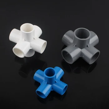 

3D Three-dimensional 5 Way 6 Way 20mm 25mm 32mm PVC Tube Adapter Water Pipe Connector Garden Irrigation Fitting DIY Shelf Joints