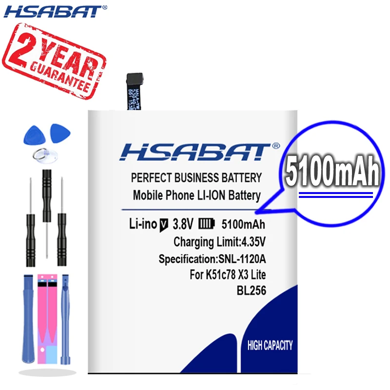 Новое поступление [HSABAT] 5100mAh BL256 Сменный аккумулятор для Lenovo Lemon K4 Note K4note / X3 Lite K51c78