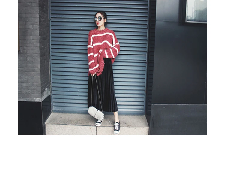 Pleated Women Skirts Velvet Large Swing Long Plus Size Skirts Faldas Saia Fashion Female Jupe 1019-56