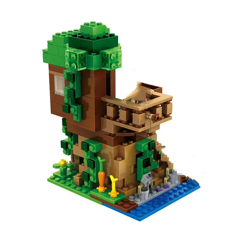 The Tree House Small Building Blocks Sets With Steve Action Figures Compatible My World MinecraftINGlys Sets Toys For Children The Tree House Small Building Blocks Sets With Steve Action Figures Compatible My World MinecraftINGlys Sets Toys For Children
