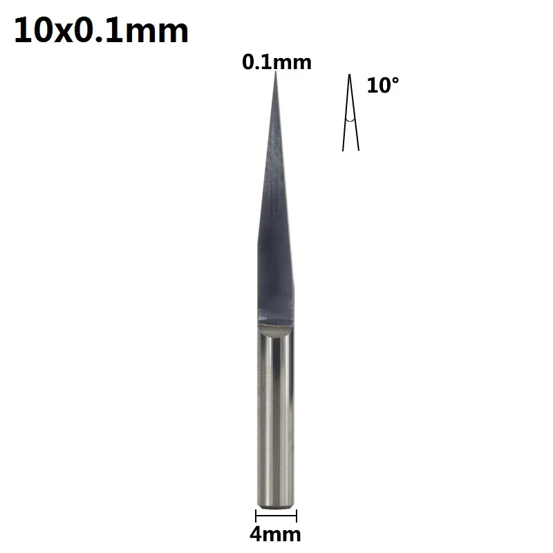 XCAN 10 шт. 4 мм хвостовик 10/15/20/30/45/60/90 градусов PCB резьба с ЧПУ из карбида торцевая фреза 3D гравировальный резец - Длина режущей кромки: 10x0.1mm