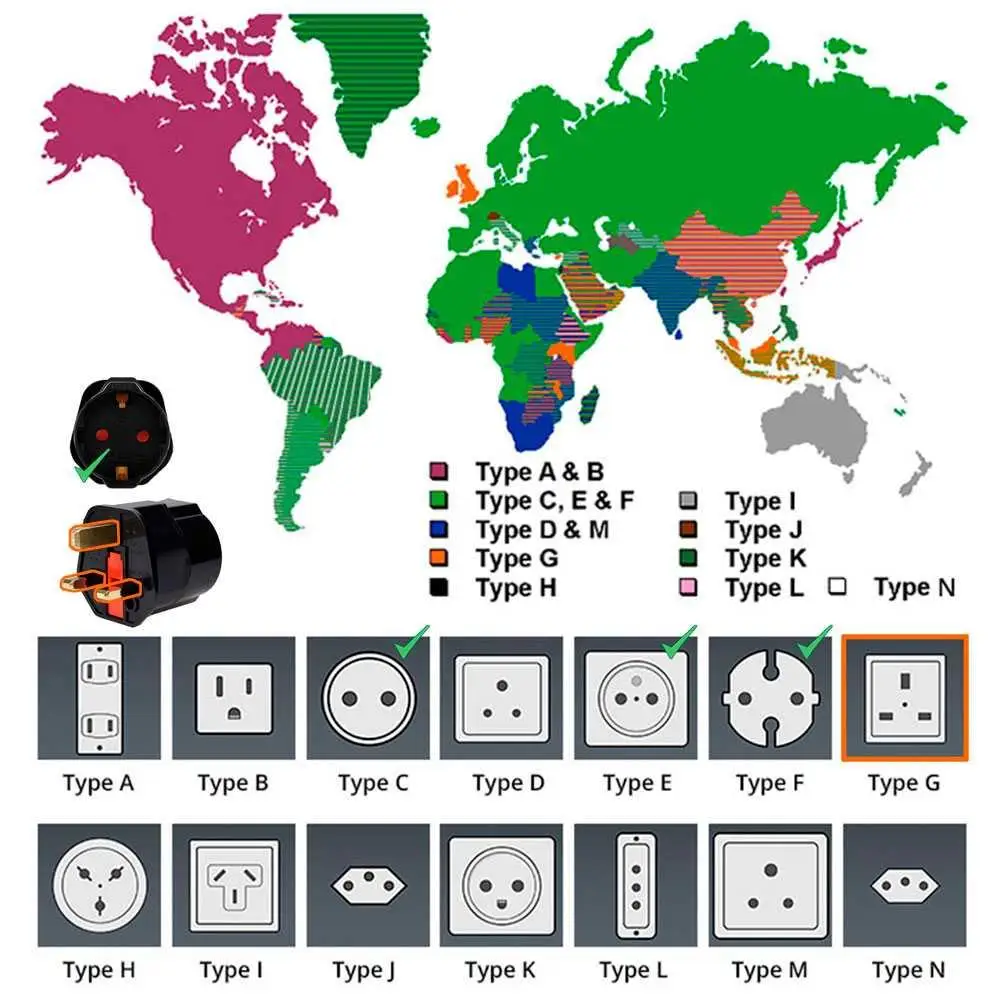 OcioDual штекер адаптера Европейский ЕС Schuko Великобритания Универсальный черный сетевой ток ЕС C/E/F 2 Pin английский G 3 Pin