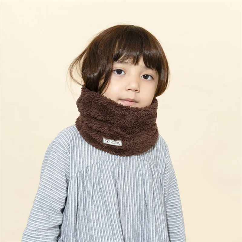 Winter cute Children Scarf Boy Girls Scarves Baby Fur Collar Scarf Ring Pompom Neck Warmers Women Present Berber Fleece24CM - Цвет: 01