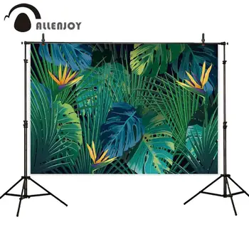 

Allenjoy summer tropical photography background green jungle plants palm leaves background photophone selfie for photo studio
