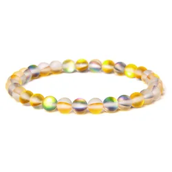 Elegant Blue Moonstone & Opal Crystal Elastic Bracelet - 19cm (NO.2)