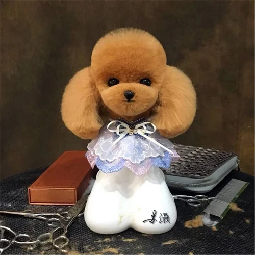 Brown head wig Инструмент для ухода за домашними животными грумер Обрезка практика модель собака teady Медведь голова парик белый коричневый серый Chanpaign - Цвет: Brown head wig