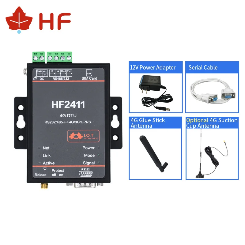 HF2411 используется Глобальный 4G модуль LTE RS232 RS485 Modbus DTU TCP FDD WCDMA GSM беспроводной