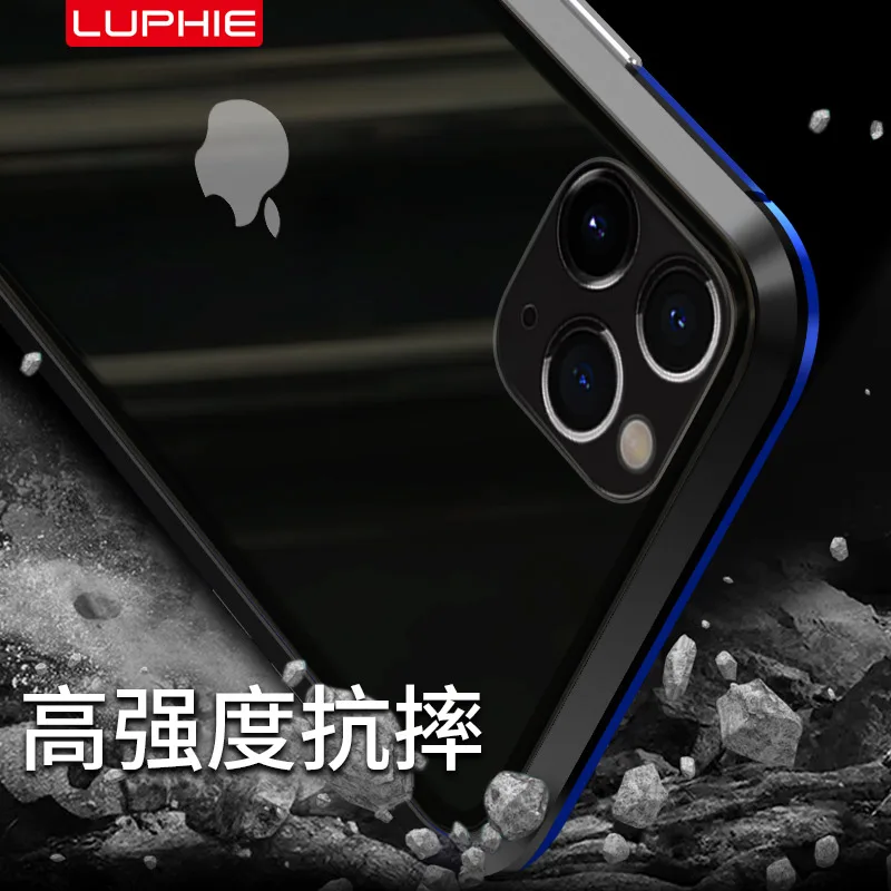 Для iPhone 11 Pro Max Чехол-Броня металлическая рамка Магнитная двойная закаленное стекло противоударный 360 чехол для iPhone 11 Pro Max чехол