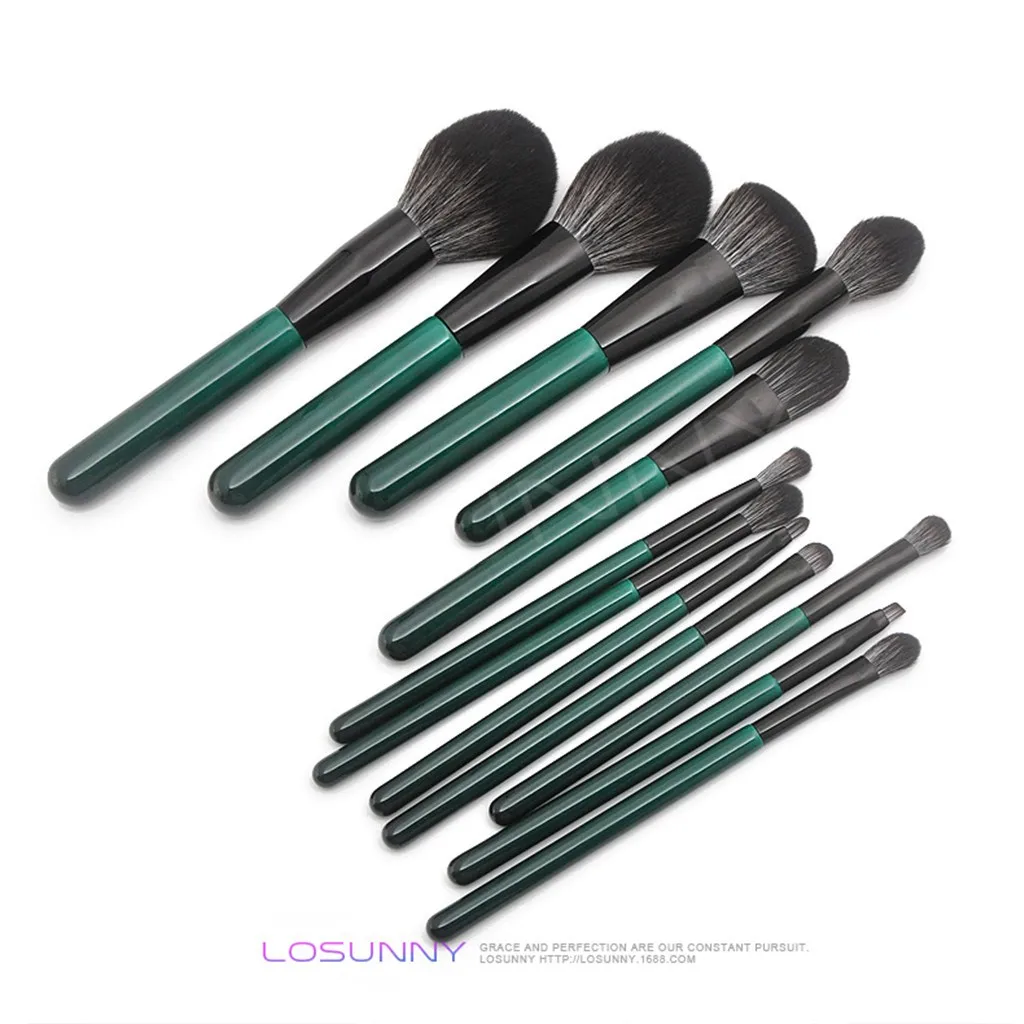 12 шт. темно-экологическая зеленая ручка кисти для макияжа основа пудра подводка для глаз с ресницами, губами макияж Косметическая кисть, Бьюти набор инструментов HotY816