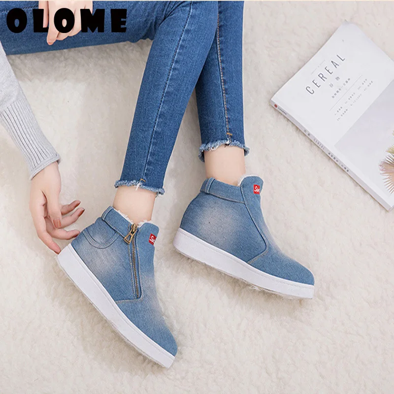 Winter Boots Women New Winter Snow Boots Thickening Shoes Denim Platform Boots Of Cotton Shoes Large Size Student Flat Shoes2019