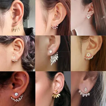

Korean Version Of Water Zirconium Daisy Flower Back Hanging Earrings Fashion Petal Inlaid Crystal Temperament Wild Earring Girlf