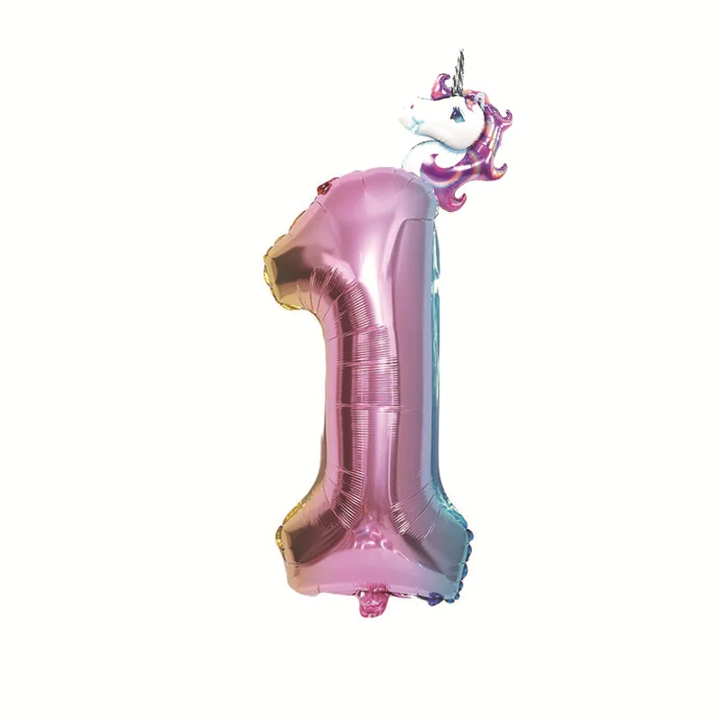 unicorn ballon pink1 2 шт. Радуга Единорог вечерние 32 дюймов воздушные шары из фольги в виде цифр детская День рождения украшения гелиевых шара с цифрой Baby Shower деко - Цвет: unicorn ballon pink1