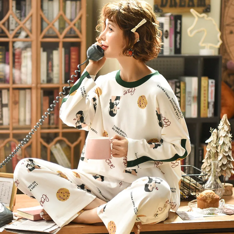 

B2274 # Lettered GIRL'S Pullover an Long Sleeve Korean-style Sweet Pajamas Tracksuit Piece Series