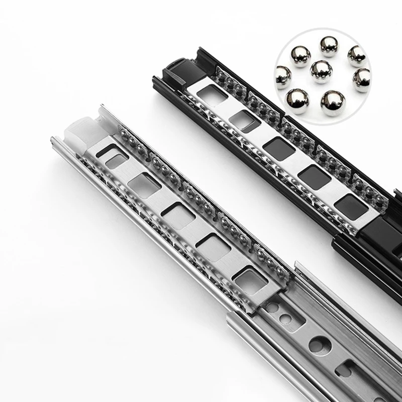 AOBT Stainless Steel Drawer Slide Soft Close Drawer 10"- 22" Track Rail Sliding Three-Section Cabinet Slides Furniture Hardware