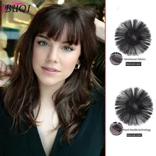 BUQI бесшовные невидимки удобные настоящие волосы верхнее покрытие коричневого и черного цвета бразильские волосы Remy на заколках для черных женщин