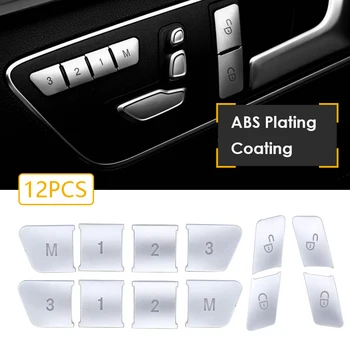 

12Pcs Car Door Seat Memory Lock Buttons Covers Stickers for Mercedes Benz CLA/GLA/GLK/GLE/CLS/GL/ML/A/B/E