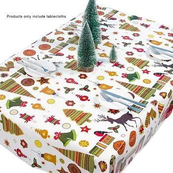 

1pcs 110*180cm Christmas Table cloth Dinner Party New Year Printed Rectangle PVC Tablecloth Christmas Table Cover Decorations