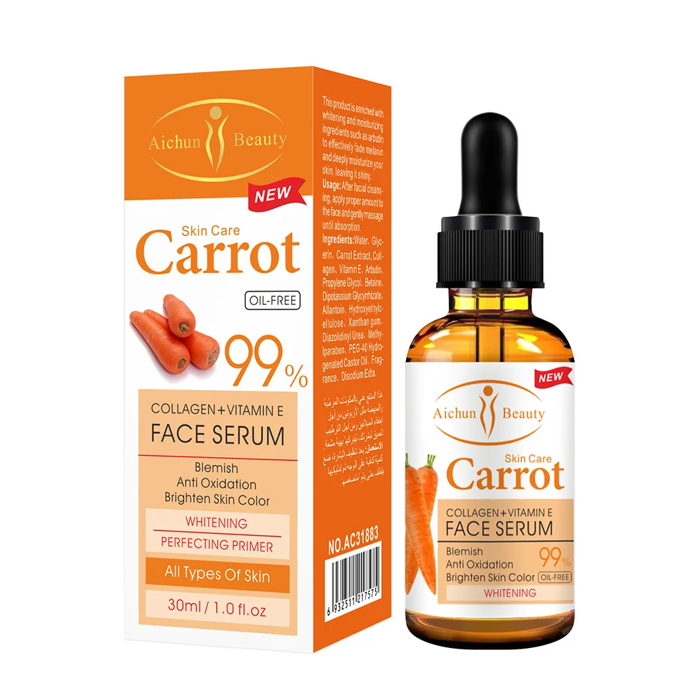 carrot30ML Aichun кокос+ алоэ вера+ Улитка+ яйцо+ Морковь Сыворотка для лица осветляет цвет лица масло увлажняющее жидкая сыворотка антивозрастной белый - Вес нетто: carrot30ML