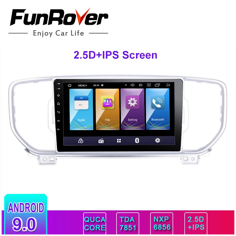 Best Funrover 2.5D+IPS 9 inch 2 din Car Multimedia player For KIA Sportage 2016 2017 Kx5 dvd Android 9.0 stereo radio gps navigation 0