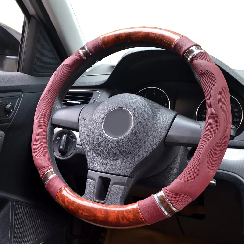 38 см Универсальный Авто Кожаный руль покрытие для интерьера автомобильные чехлы нескользящий держатель протектор