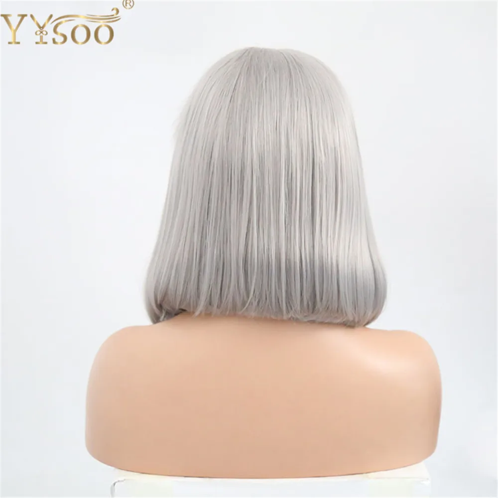 YYsoo парики из искусственных волос без шапочки-основы короткий прямые черный парик из натуральных волос
