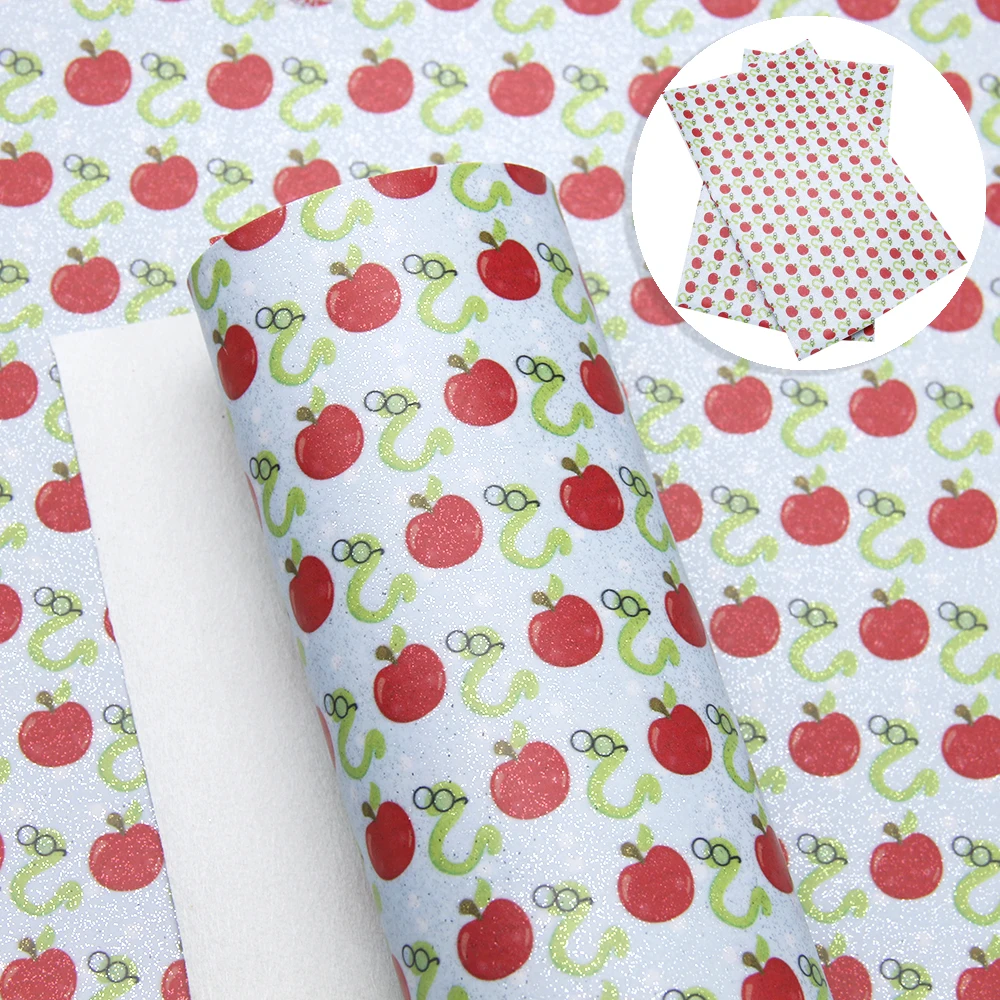 20*33 см цветок Back to School напечатаны Гладкий блестящая искусственная кожа ткань