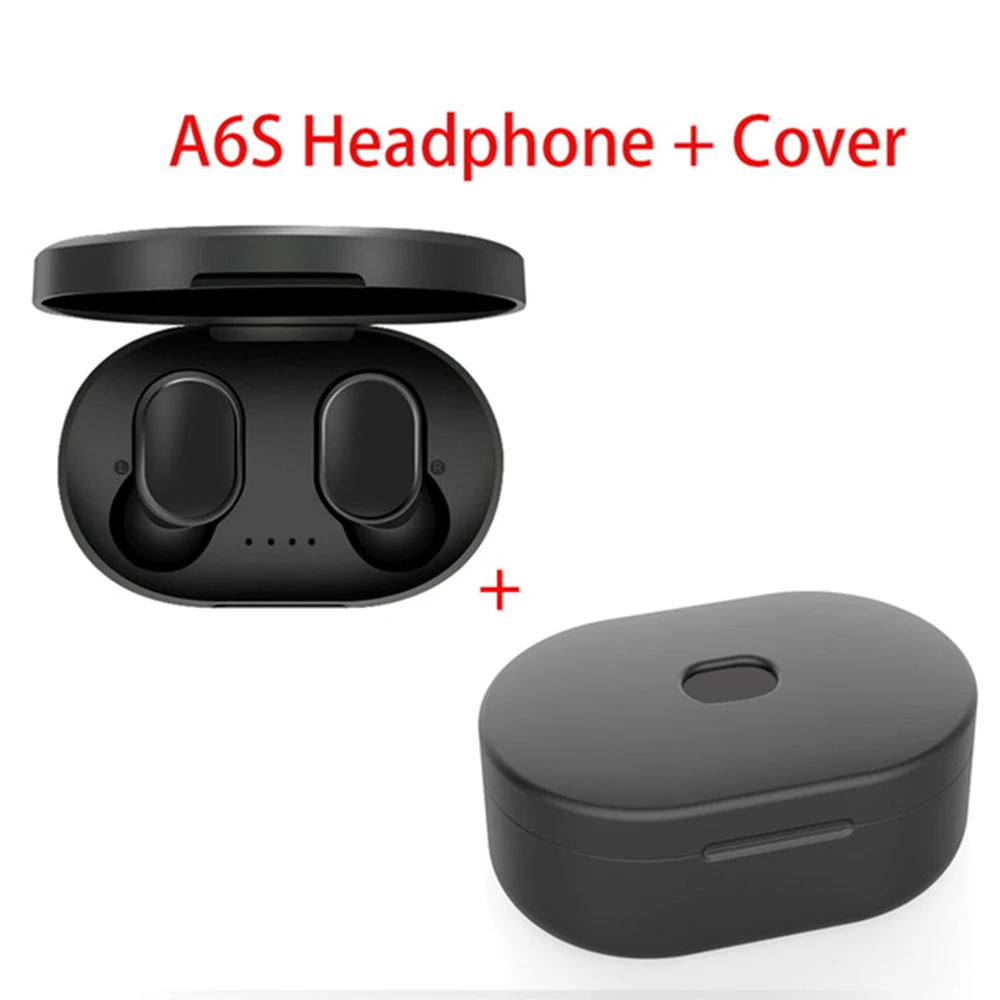 A6S and Black Cover Беспроводные наушники с цифровым дисплеем, стереонаушники для Airdots, беспроводные bluetooth-наушники для redmi airdots - Цвет: A6S and Black Cover