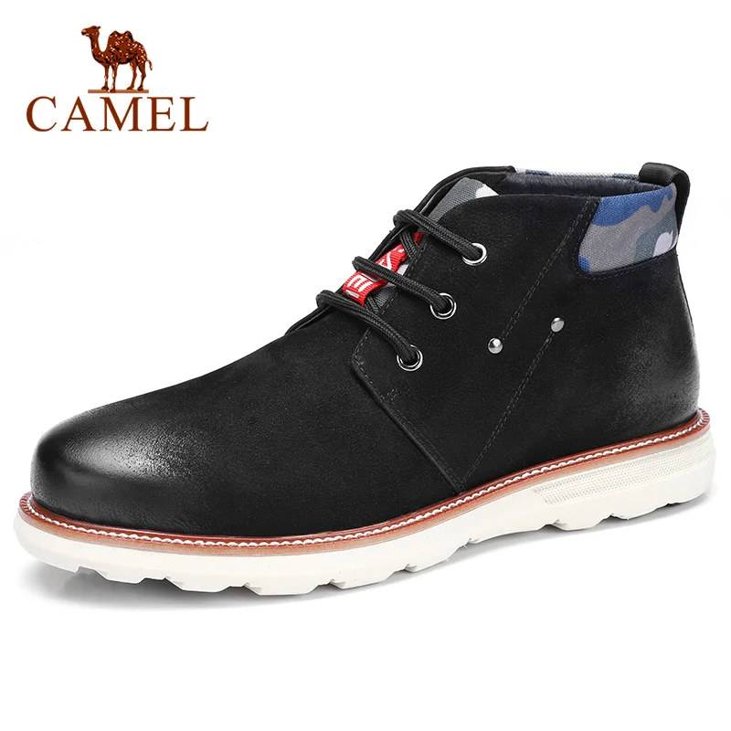 

CAMEL Winter Sports Men Boots Genuine Leather Casual High-top Men Martin Boots Fashion Men's Shoes Soft Cowhide Lightweight